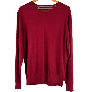 Rodd & Gunn NWT Men's 100% Extra Fine Merino Wool Red V Neck Sweater Size M